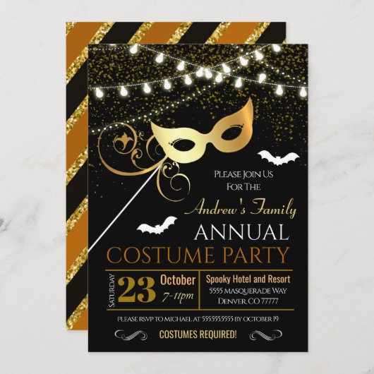 Uitnodiging van de partij Halloween Masquerade Cos (Voorkant / Achterkant)