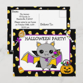 Uitnodiging van de partij Halloween met Snoep van  (Voorkant / Achterkant)