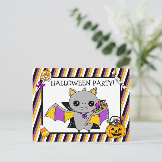 Uitnodiging van de partij Halloween met Snoep van  (Staand voorkant)