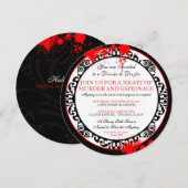 Uitnodiging van de partij Halloween Murder Mystery (Voorkant / Achterkant)