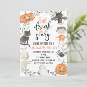 Uitnodiging van de partij Halloween Potluck (Staand voorkant)