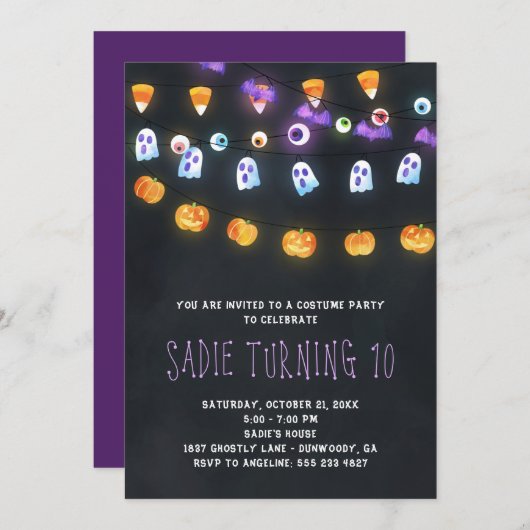 Uitnodiging van de partij Halloween Pumpkin (Voorkant / Achterkant)