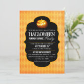Uitnodiging van de partij Halloween Pumpkin Carvin (Staand voorkant)