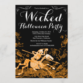 Uitnodiging van de partij Halloween:  Skeleton