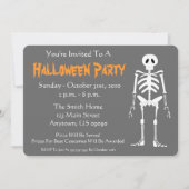 Uitnodiging van de partij Halloween (Skeleton Grey (Voorkant)