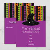 Uitnodiging van de partij Halloween Stripes (Voorkant / Achterkant)