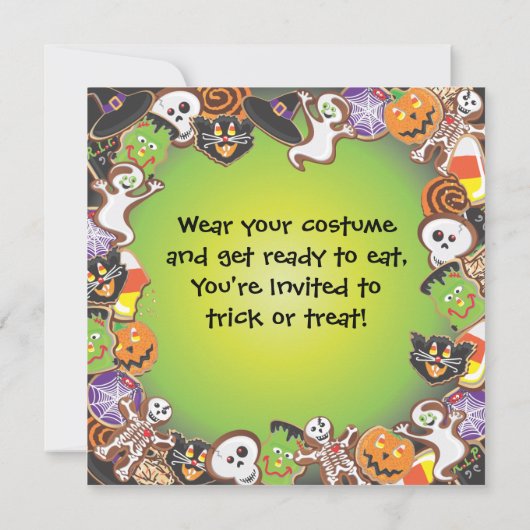 Uitnodiging van de partij Halloween Trick or treat (Achterkant)