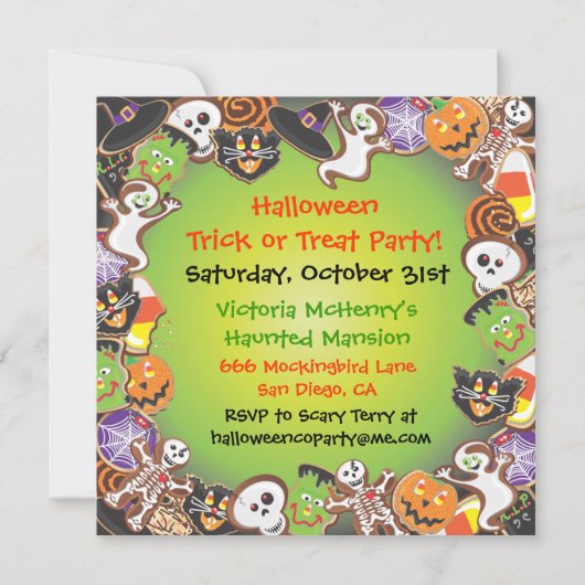 Uitnodiging van de partij Halloween Trick or treat (Voorkant)