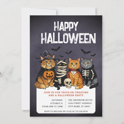 Uitnodiging van de partij Halloween Trick or treat (Voorkant)