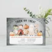 Uitnodiging van de partij Halloween Trick or treat (Staand voorkant)
