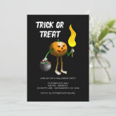 Uitnodiging van de partij Halloween Trick or treat (Staand voorkant)