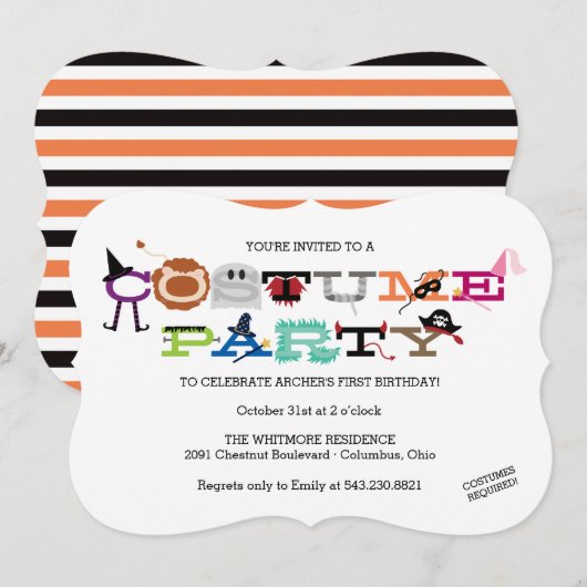 Uitnodiging van de partij Halloween van de Costume (Voorkant / Achterkant)