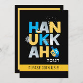 Uitnodiging van de partij Hanukkah (Voorkant / Achterkant)