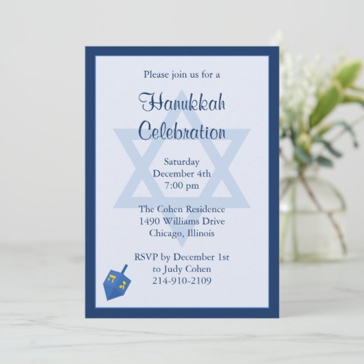 Uitnodiging van de partij Hanukkah (Staand voorkant)
