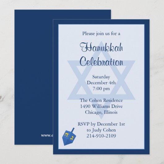 Uitnodiging van de partij Hanukkah (Voorkant / Achterkant)