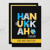 Uitnodiging van de partij Hanukkah (Voorkant / Achterkant)