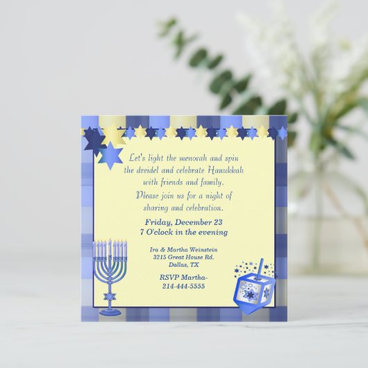 uitnodiging van de partij Hanukkah (Staand voorkant)