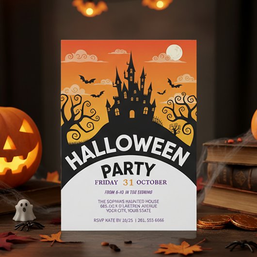Uitnodiging van de partij Haunted Castle Halloween