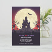 Uitnodiging van de partij Haunted Castle Halloween (Staand voorkant)