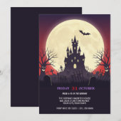 Uitnodiging van de partij Haunted Castle Halloween (Voorkant / Achterkant)