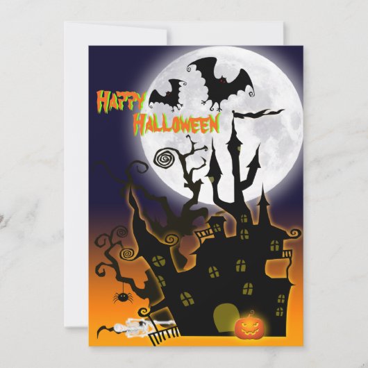 Uitnodiging van de partij Haunted House Halloween (Voorkant)