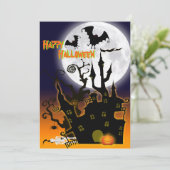 Uitnodiging van de partij Haunted House Halloween (Staand voorkant)