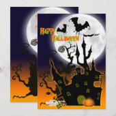 Uitnodiging van de partij Haunted House Halloween (Voorkant / Achterkant)