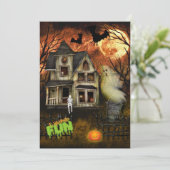 Uitnodiging van de partij Haunted House Halloween (Staand voorkant)