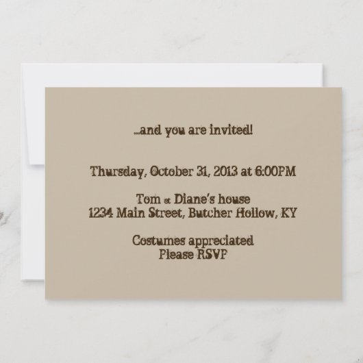 Uitnodiging van de partij Haunted House Halloween (Achterkant)