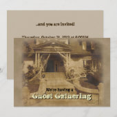 Uitnodiging van de partij Haunted House Halloween (Voorkant / Achterkant)