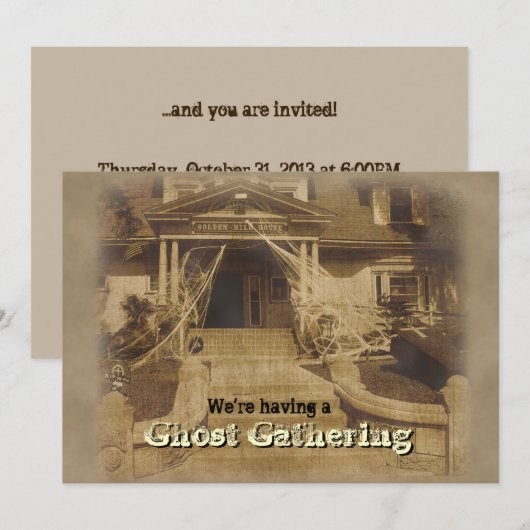 Uitnodiging van de partij Haunted House Halloween (Voorkant / Achterkant)