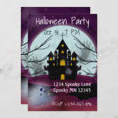 Uitnodiging van de partij Haunted House Halloween (Voorkant / Achterkant)