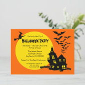 Uitnodiging van de partij Haunted House Halloween (Staand voorkant)