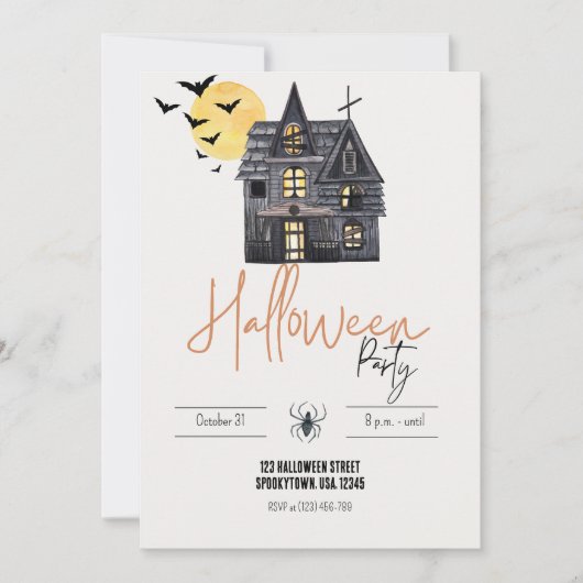 Uitnodiging van de partij Haunted House Halloween (Voorkant)