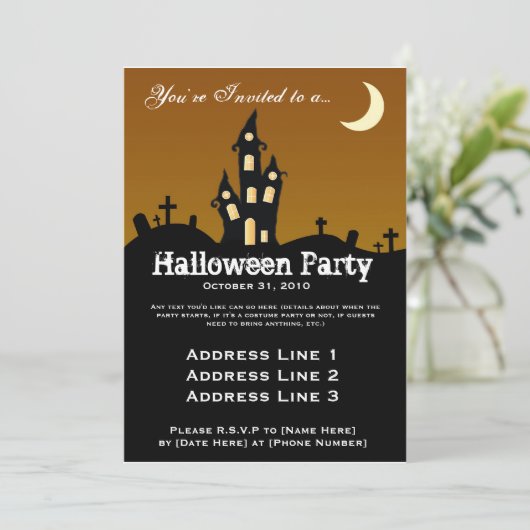 Uitnodiging van de partij Haunted House Halloween (Staand voorkant)