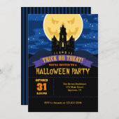 Uitnodiging van de partij Haunted House Halloween (Voorkant / Achterkant)