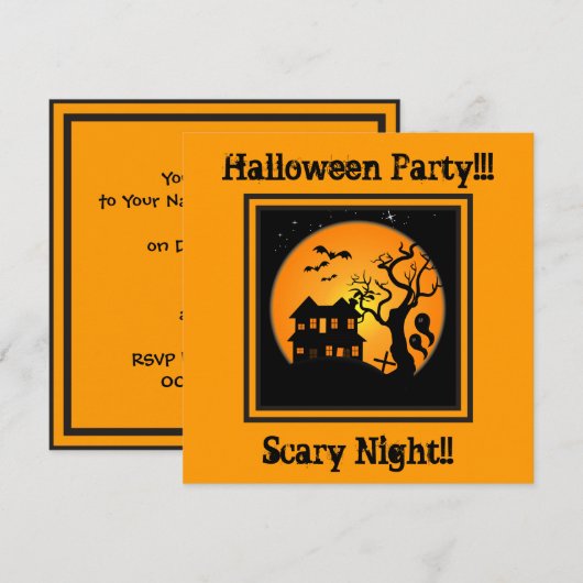 Uitnodiging van de partij Haunted House Halloween (Voorkant / Achterkant)