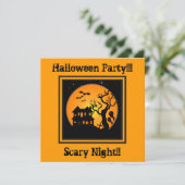 Uitnodiging van de partij Haunted House Halloween (Staand voorkant)