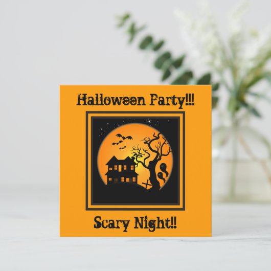 Uitnodiging van de partij Haunted House Halloween (Staand voorkant)