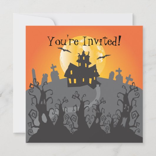 Uitnodiging van de partij Haunted House Halloween (Achterkant)