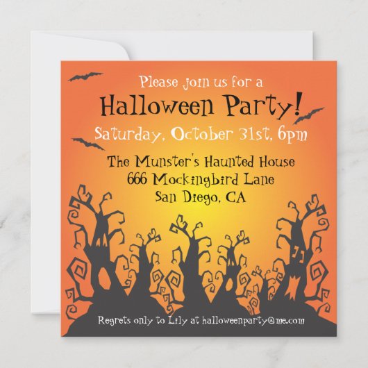 Uitnodiging van de partij Haunted House Halloween (Voorkant)