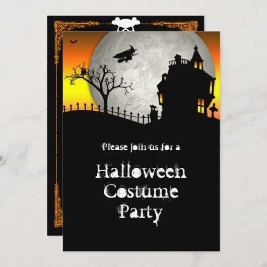 Uitnodiging van de partij Haunted House Halloween (Voorkant / Achterkant)