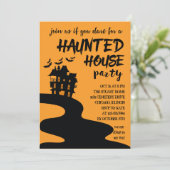 Uitnodiging van de partij Haunted House Halloween (Staand voorkant)