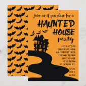 Uitnodiging van de partij Haunted House Halloween (Voorkant / Achterkant)