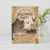 Uitnodiging van de partij Haunted House Halloween (Staand voorkant)