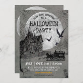 Uitnodiging van de partij Haunted House Halloween (Voorkant / Achterkant)