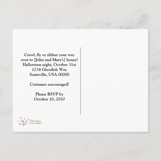 Uitnodiging van de partij Haunted House Halloween Briefkaart (Achterkant)
