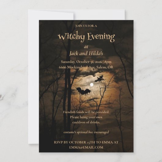 Uitnodiging van de partij Hocus Pocus Halloween (Achterkant)