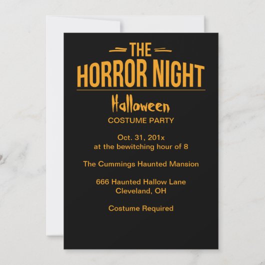 Uitnodiging van de partij Horror Night Halloween (Achterkant)