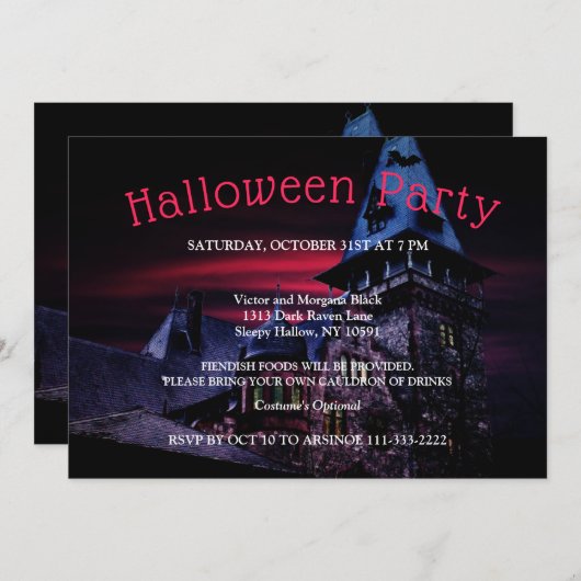 Uitnodiging van de partij Horror Night Halloween (Voorkant / Achterkant)